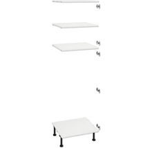 Bílá police s černými nohami a montážní úhelník pro montáž na stěnu