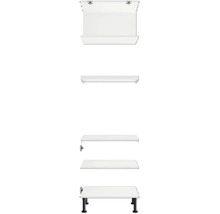 Bílé umyvadlo se skříňkou a černými nohami