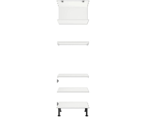 Bílé umyvadlo se skříňkou a černými nohami