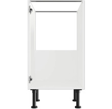 Kuchyňská spodní skříňka s otevřenými dvířky a nastavitelnými nohami