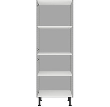 Otevřená vysoká skříň se čtyřmi policemi a nožičkami