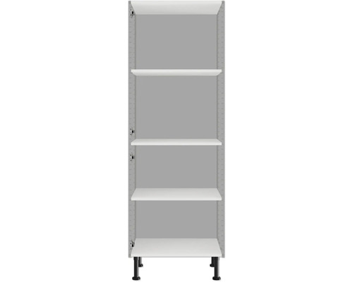 Otevřená vysoká skříň se čtyřmi policemi a nožičkami