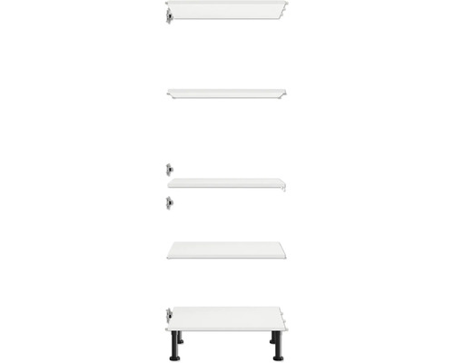 Policový systém s více policemi a černými nohami