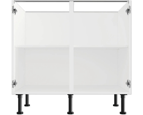 Spodní skříňka se dvěma otevřenými dvířky a policí