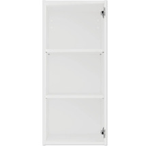 Otevřená bílá závěsná skříňka se dvěma policemi