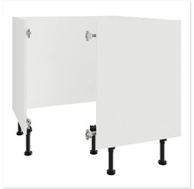 Kuchyňská spodní skříňka s bílými dvířky a černými nohami