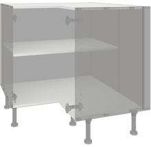 Rohová spodní skříňka s policemi a nastavitelnýma nohama