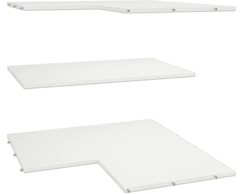 Tři bílé police různých tvarů