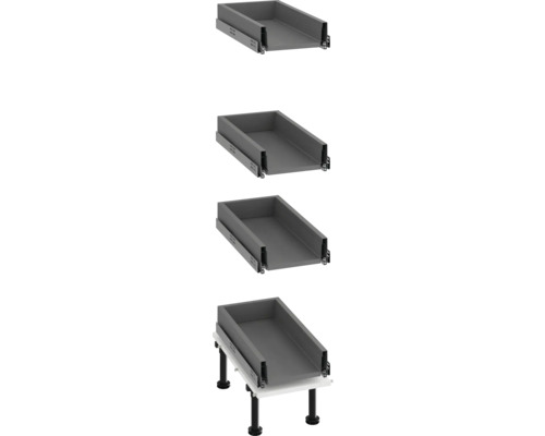 Několik pohledů na zásuvkový prvek pro konstrukci kuchyně