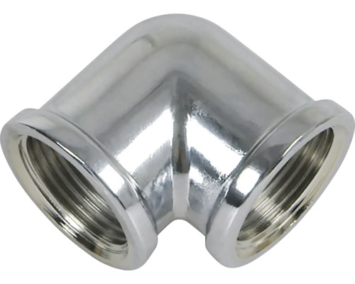Koleno 90° 2xvnitřní závit 1"x1" chrom Rohový díl z kovu s vnitřním závitem