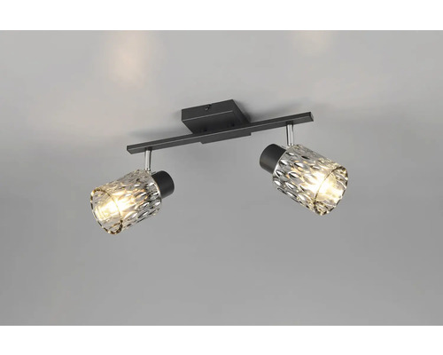 Stropní svítidlo se dvěma reflektory a skleněnými stínidly se vzorem