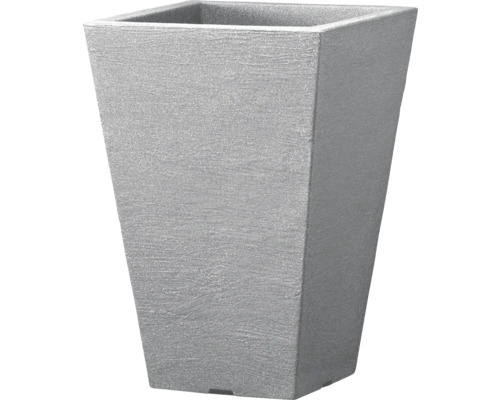 Plastový květináč Capri 24 x 24 x 35 cm kamenně šedý Šedý květináč čtvercového tvaru