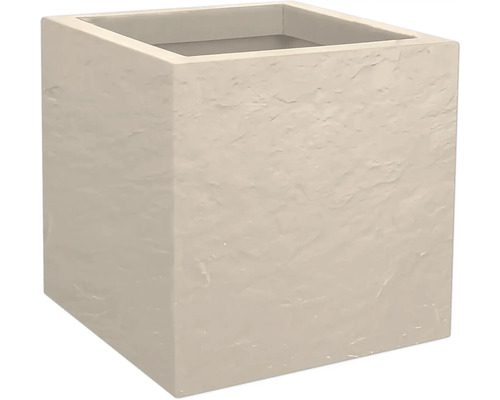 Květinový box EDA Volcania plast 29,5 x 29,5 x 29,5 cm béžový Čtvercový květináč z kamene