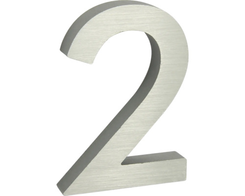 Hliníkové číslo 2 v „3D“ provedení RN.100LV.2.AL.STR Číslo domu 2 z kovu