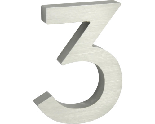 Hliníkové číslo 3 v „3D“ provedení RN.100LV.3.AL.STR Číslo domu 3 z kovu