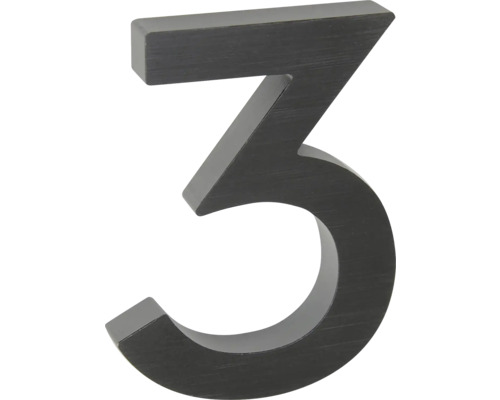 Hliníkové číslo 3 v „3D“ provedení RN.100LV.3.AL.CE Číslo domu 3