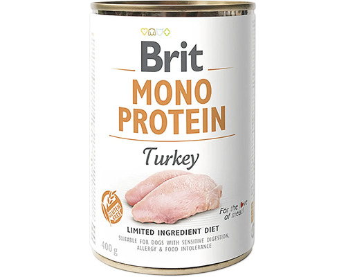 Konzerva pro psy Brit Mono Protein Turkey 400 g (5+1) Brit Mono Protein psí konzerva s krůtím masem