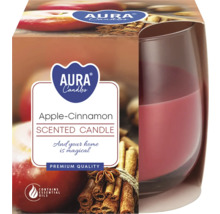 Aura Candles vonná svíčka jablko-skořice ve skle