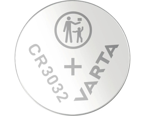 Knoflíková baterie Varta CR3032 s upozorněním na bezpečnost dětí