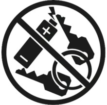 Symbol zákazu klíčů a baterií