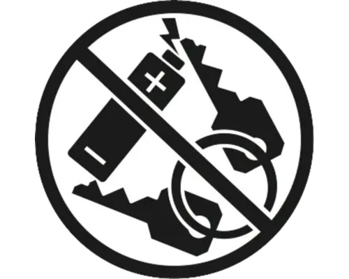 Symbol zákazu klíčů a baterií