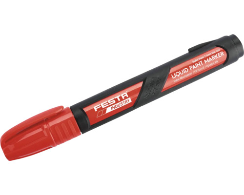 Značkovač permanentní červený FESTA Festa Industry lakový popisovač s kulatým hrotem, šířka stopy 2,5 mm