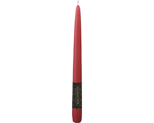 Svíčka kónická METALIK 24 cm matná červená Červená špičatá svíčka s potiskem Glamour