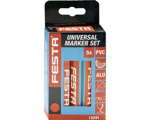 Značkovač univerzální červený FESTA 5ks Sada univerzálních fixů Festa, 5 kusů, vhodné pro PVC a hliník