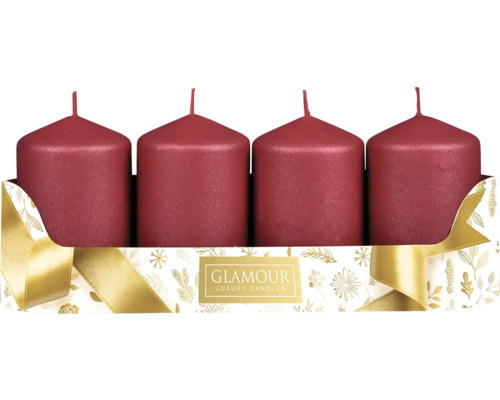 Adventní svíčky PEGAS STRUKTUR červené 4 ks Čtyři svíčky v dárkovém balení