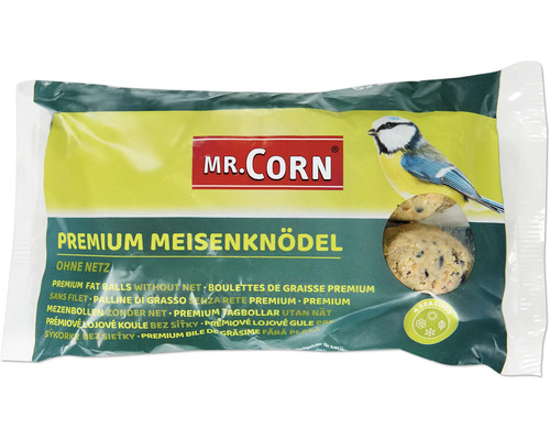 Krmivo pro ptáky Mr. Corn Lojové koule 6×85 g bez síťky Mr. Corn Prémiové lojové koule bez síťky v sáčku