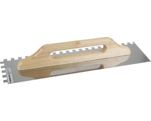 Hladítko FESTA nerez 500 x 130 mm 12 zubů Zubatá špachtle s dřevěnou rukojetí pro rovnoměrné nanášení lepidla