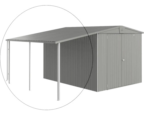 Přístřešek pro zahradní domek Biohort Europa 6/7 150 x 300 cm křemen šedý metalický Kovová kůlna na nářadí s přístavbou
