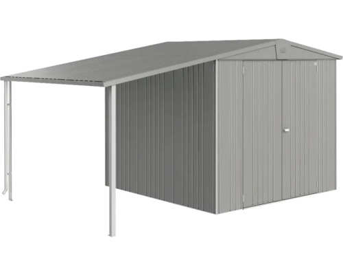 Přístřešek pro zahradní domek Biohort Europa 4/5 150 x 228 cm křemen šedý metalický Kovový zahradní domek s přístavbou pro zahradní nářadí a nástroje