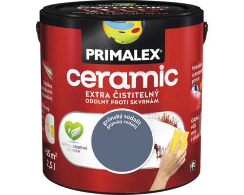 Barva na zeď Primalex Ceramic Grónsky sodalit modrá 2,5 l Primalex Ceramic barva, extra čistitelná, odolná proti skvrnám, 2,5 litrová dóza