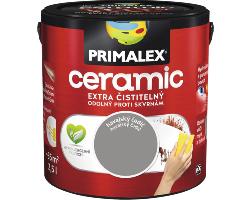 Barva na zeď Primalex Ceramic Havajský čedič šedá 2,5 l Kbelík interiérové keramické barvy Primalex s vysokou krycí schopností