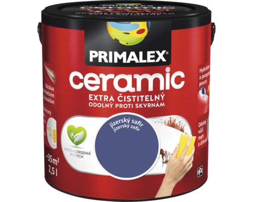 Barva na zeď Primalex Ceramic Jizerský safír modrá 2,5 l Primalex Ceramic interiérová barva, extra omyvatelná, odolná vůči skvrnám, 2,5 litru