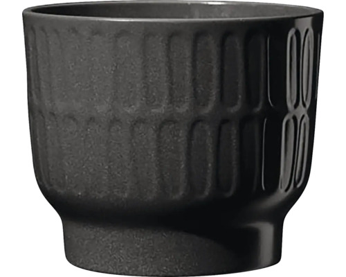 Obal na květináč Cusco keramický Ø 16 cm černý Černý květináč s vroubkovanou texturou