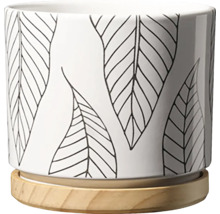 Květináč s dekorem listů a podšálkem