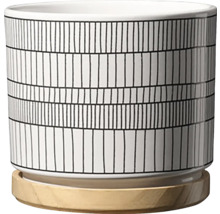 Květináč s podšálkem a grafickým vzorem