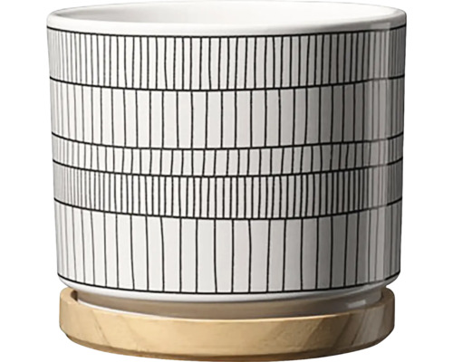 Obal na květináč keramický Ø 13 cm vzorovaný Květináč s podšálkem a grafickým vzorem