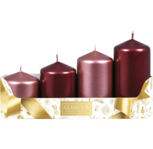 Čtyři odstupňované sloupové svíčky ve stylu adventního věnce
