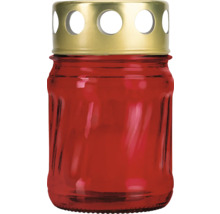 Červená hřbitovní svíčka se zlatým víčkem