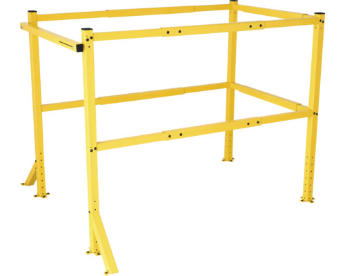 Žlutý modulární lešenářský systém z kovu pro stavební práce