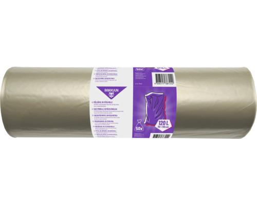 Role pytlů na odpadky, 50 kusů, 120 litrů, přibližně 70 x 110 centimetrů