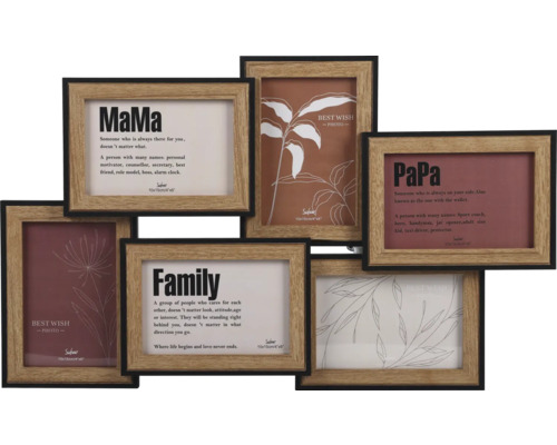 Vícečetný fotorámeček pro fotografie s nápisy Máma, Táta a Rodina