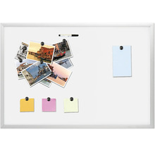 Magnetická tabule s fotografiemi, poznámkami a perem