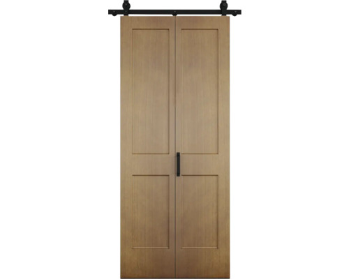 Dvojité posuvné dveře ze dřeva s kováním