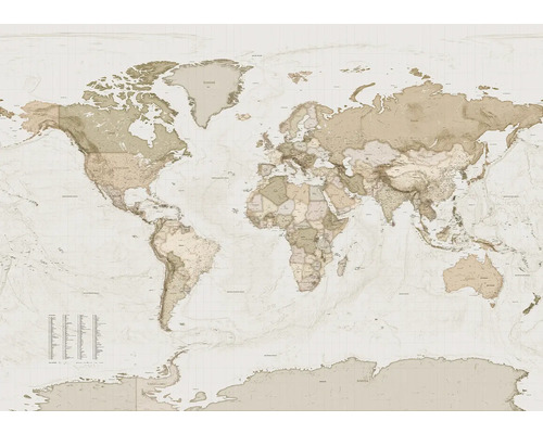 Mapa světa s geografickými detaily