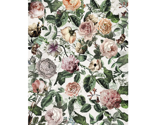 Květinová tapeta s růžemi a listy