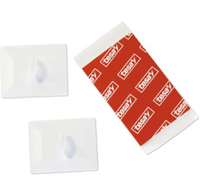 Dva lepicí háčky Tesa s odpovídajícími lepicími proužky